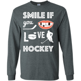 Hockey smile Cotton Mens Long Sleeve T-shirt