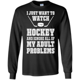 I just want to watch Hockey Cotton Mens Long Sleeve T-shirt