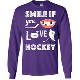 Hockey smile Cotton Mens Long Sleeve T-shirt