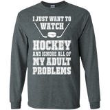 I just want to watch Hockey Cotton Mens Long Sleeve T-shirt