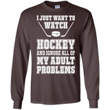 I just want to watch Hockey Cotton Mens Long Sleeve T-shirt