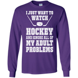 I just want to watch Hockey Cotton Mens Long Sleeve T-shirt