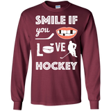 Hockey smile Cotton Mens Long Sleeve T-shirt