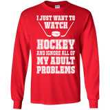 I just want to watch Hockey Cotton Mens Long Sleeve T-shirt