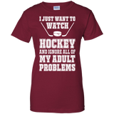 I just want to watch Hockey Ladies Cotton T-Shirt