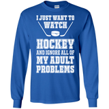 I just want to watch Hockey Cotton Mens Long Sleeve T-shirt
