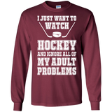I just want to watch Hockey Cotton Mens Long Sleeve T-shirt